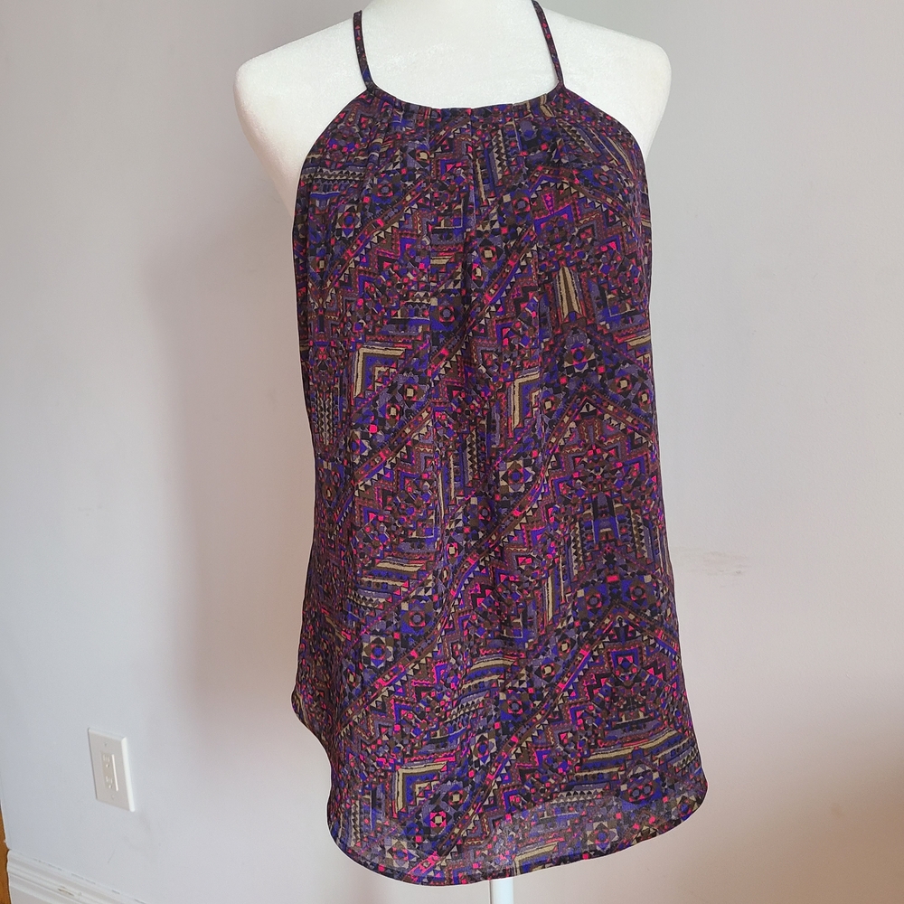 Sanctuary Purple and Pink Patterned Halter Tank Top Size S